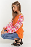 Granny Crochet Sleeve Sweater - White or Orange