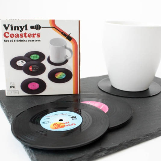 Retro Vinyl Record Drink Coasters - set of 6