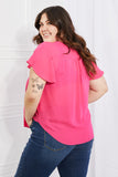 Ruffle Sleeve Top - Hot Pink