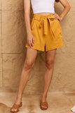 Tencel High Waisted Paper Bag Shorts - Mustard
