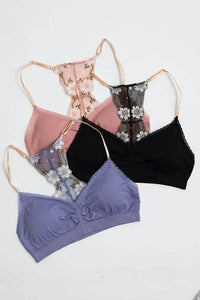 Floral Lattice Bralette - Black, Pink or Periwinkle – Rust and