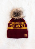 Midwest Fur Pom Hat - Maroon & Gold
