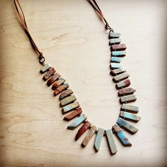 Aqua Terra Small Slab Necklace with Leather Ties