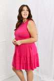 Sleeveless Ruffle Hem Dress - Hot Pink