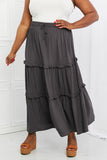 Summer Days Ruffled Maxi Skirt - Ash Grey