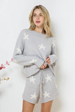 Soft Long Sleeve Star Print Top and Short Lounge Set