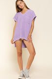 Slouchy V-Neck Sweater - Short Sleeve - Lavender or Salmon