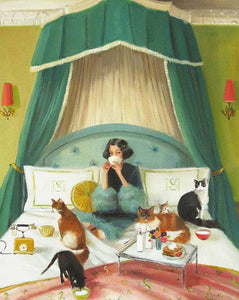 Mademoiselle Mink Breakfasts in Bed - Art Print