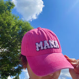 Mama Chenille Patch Baseball Hat - Pink or Black