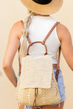 Woven Straw Backpack - Taupe, Khaki or Straw