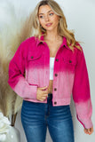 Long Sleeve Ombre Woven Jacket - Pink or Charcoal