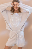 Cozy Soft Smiley Top & Shorts Set - Hot Pink or Beige