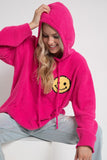 Cozy Hooded Smiley Sweater - Cream or Hot Pink