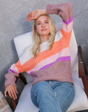 Waffle Weave Stripe Sweater - Orange Multi