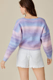 Cropped Button Cardigan Sweater - Lavender Ombre