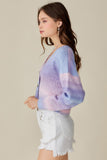 Cropped Button Cardigan Sweater - Lavender Ombre