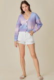 Cropped Button Cardigan Sweater - Lavender Ombre