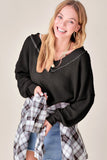 V-Neck Slouchy Waffle Weave Top - 5 colors