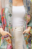Patchwork Bell Sleeve Kimono - Mixed Print