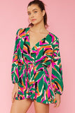 Tropical Abstract Romper - Green