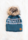 Midwest Fur Pom Hat - Teal