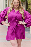 Hello Darling Half Sleeve Belted Mini Dress - Magenta