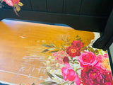 Floral Applique Refinished Vintage Desk - Black