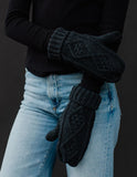Cable Knit Mittens - Charcoal