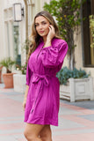 Hello Darling Half Sleeve Belted Mini Dress - Magenta