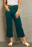 Judy Blue Haile Tummy Control High Waisted Cropped Wide Leg Jeans - Teal