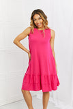 Sleeveless Ruffle Hem Dress - Hot Pink