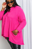 Bright and Airy Raw Edge Peplum Shirt  - Hot Pink