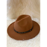 Fedora Hat with Studded Band - Brown