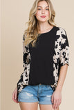 Rodeo Love Ribbed Cow Print Contrast Tee