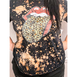 Bleached Leopard Rolling Stones Tongue Tee