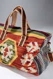 Aztec Print Woven Duffle Weekender Bag - Rust