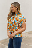 Abstract Print Ruffle Baby Doll Top