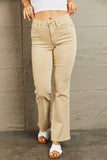 Judy Blue Cailin Mid Rise Garment Dyed Bootcut Jeans - Tan