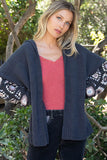 POL Granny Crochet Sleeve Sweater - Ink Charcoal