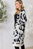 Leopard Open Front Cardigan Sweater - Ivory