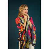 Floral Tapestry Wrap Scarf - Navy Blue