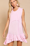 POL Sleeveless Ruffle Hem Dress - Pink, Black or White