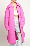Long Quilted Jacket - Hot Pink