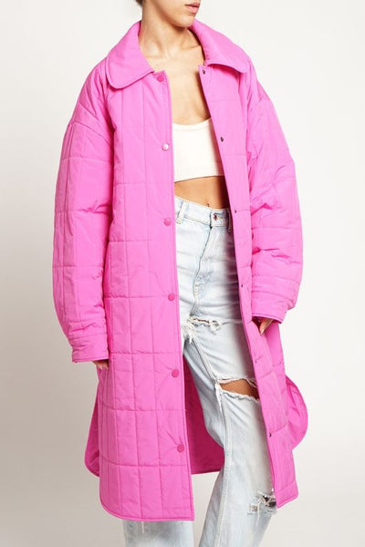 Quilted Longline Coat - Chateau Pink, Women's Jackets & Coats