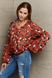 Spotted Animal Print Chiffon Blouse - Ochre