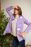 Star Print Military Jacket - Lavender