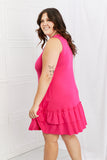 Sleeveless Ruffle Hem Dress - Hot Pink