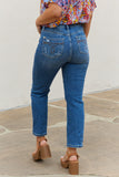 Judy Blue Theresa High Waisted Ankle Distressed Straight Jeans