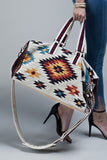 Aztec Print Woven Duffle Weekender Bag - Cream