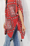 Paisley Print Tassel Kimono - Red